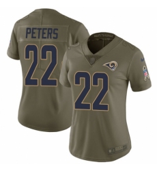 Women's Nike Los Angeles Rams #22 Marcus Peters Limited Olive 2017 Salute to Service NFL Jersey