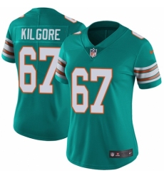Women's Nike Miami Dolphins #67 Daniel Kilgore Aqua Green Alternate Vapor Untouchable Elite Player NFL Jersey