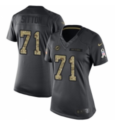 Women's Nike Miami Dolphins #71 Josh Sitton Limited Black 2016 Salute to Service NFL Jersey