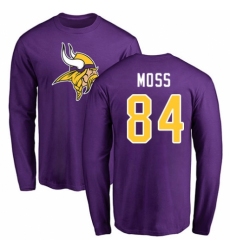 NFL Nike Minnesota Vikings #84 Randy Moss Purple Name & Number Logo Long Sleeve T-Shirt