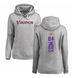 NFL Women's Nike Minnesota Vikings #84 Randy Moss Ash Backer Pullover Hoodie