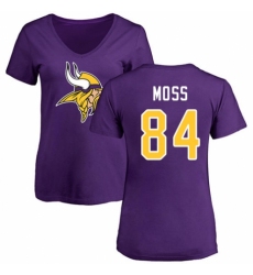 NFL Women's Nike Minnesota Vikings #84 Randy Moss Purple Name & Number Logo Slim Fit T-Shirt
