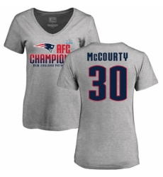 Women's Nike New England Patriots #30 Jason McCourty Heather Gray 2017 AFC Champions V-Neck T-Shirt