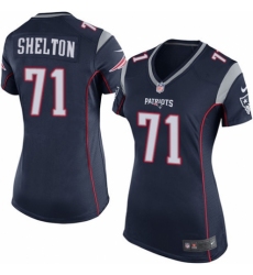 Women's Nike New England Patriots #71 Danny Shelton Game Navy Blue Team Color NFL Jersey