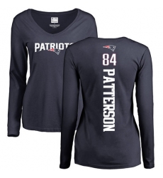 NFL Women's Nike New England Patriots #84 Cordarrelle Patterson Navy Blue Backer Slim Fit Long Sleeve T-Shirt