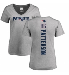 NFL Women's Nike New England Patriots #86 Cordarrelle Patterson Ash Backer V-Neck T-Shirt