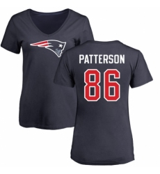 NFL Women's Nike New England Patriots #86 Cordarrelle Patterson Navy Blue Name & Number Logo Slim Fit T-Shirt
