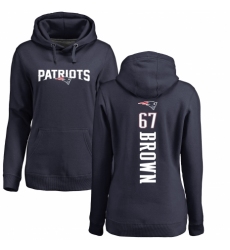 NFL Women's Nike New England Patriots #67 Trent Brown Navy Blue Backer Pullover Hoodie