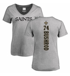 NFL Women's Nike New Orleans Saints #74 Jermon Bushrod Ash Backer V-Neck T-Shirt