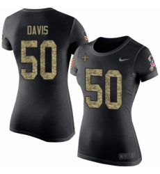 NFL Women's Nike New Orleans Saints #50 DeMario Davis Black Camo Salute to Service T-Shirt