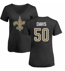 NFL Women's Nike New Orleans Saints #50 DeMario Davis Black Name & Number Logo Slim Fit T-Shirt
