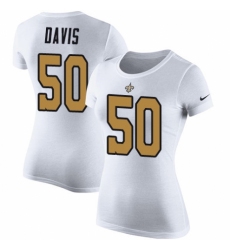 NFL Women's Nike New Orleans Saints #50 DeMario Davis White Rush Pride Name & Number T-Shirt