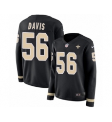 Women's Nike New Orleans Saints #56 DeMario Davis Limited Black Therma Long Sleeve NFL Jersey