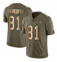 Men's Nike New Orleans Saints #81 Cameron Meredith Limited Olive/Gold 2017 Salute to Service NFL Jersey