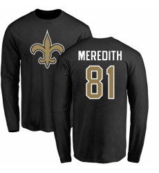 NFL Nike New Orleans Saints #81 Cameron Meredith Black Name & Number Logo Long Sleeve T-Shirt