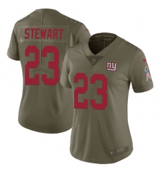 Women's Nike New York Giants #23 Jonathan Stewart Limited Olive 2017 Salute to Service NFL Jersey