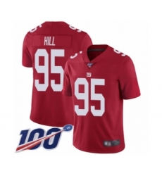 Men's New York Giants #95 B.J. Hill Red Limited Red Inverted Legend 100th Season Football Jersey