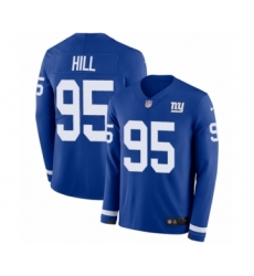 Men's Nike New York Giants #95 B.J. Hill Limited Royal Blue Therma Long Sleeve NFL Jersey
