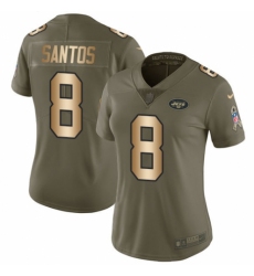 Women's Nike New York Jets #8 Cairo Santos Limited Olive/Gold 2017 Salute to Service NFL Jersey