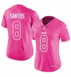Women's Nike New York Jets #8 Cairo Santos Limited Pink Rush Fashion NFL Jersey