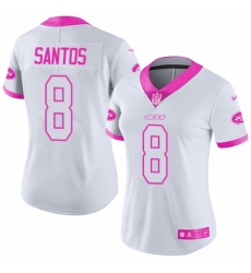 Women's Nike New York Jets #8 Cairo Santos Limited White/Pink Rush Fashion NFL Jersey