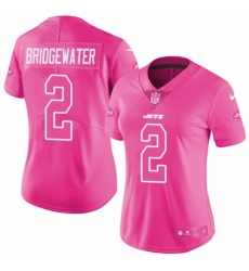 Women's Nike New York Jets #2 Teddy Bridgewater Limited Pink Rush Fashion NFL Jersey