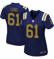 Women's Nike New York Jets #61 Spencer Long Elite Navy Blue Alternate NFL Jersey