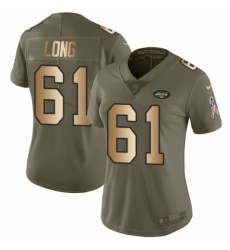 Women's Nike New York Jets #61 Spencer Long Limited Olive/Gold 2017 Salute to Service NFL Jersey