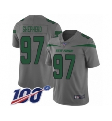 Youth New York Jets #97 Nathan Shepherd Limited Gray Inverted Legend 100th Season Football Jersey