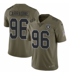Youth Nike Oakland Raiders #96 Cornellius Carradine Limited Olive 2017 Salute to Service NFL Jersey