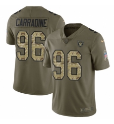 Youth Nike Oakland Raiders #96 Cornellius Carradine Limited Olive/Camo 2017 Salute to Service NFL Jersey