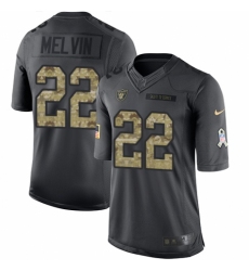 Men's Nike Oakland Raiders #22 Rashaan Melvin Limited Black 2016 Salute to Service NFL Jersey