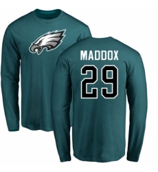 Nike Philadelphia Eagles #29 Avonte Maddox Green Name & Number Logo Long Sleeve T-Shirt