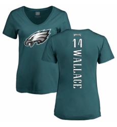 Women's Nike Philadelphia Eagles #14 Mike Wallace Green Backer Slim Fit T-Shirt