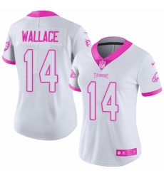 Women's Nike Philadelphia Eagles #14 Mike Wallace Limited White/Pink Rush Fashion NFL Jersey