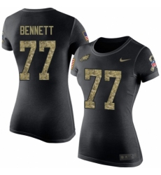 Women's Nike Philadelphia Eagles #77 Michael Bennett Black Camo Salute to Service T-Shirt