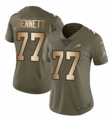 Women's Nike Philadelphia Eagles #77 Michael Bennett Limited Olive/Gold 2017 Salute to Service NFL Jersey