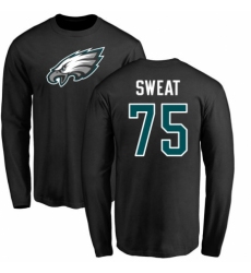 Nike Philadelphia Eagles #75 Josh Sweat Black Name & Number Logo Long Sleeve T-Shirt