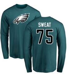 Nike Philadelphia Eagles #75 Josh Sweat Green Name & Number Logo Long Sleeve T-Shirt
