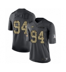 Youth Philadelphia Eagles #94 Josh Sweat Limited Black 2016 Salute to Service Football Jersey