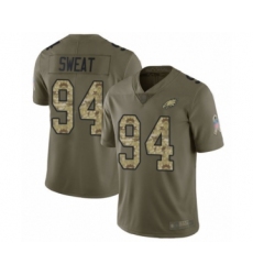 Youth Philadelphia Eagles #94 Josh Sweat Limited Olive Camo 2017 Salute to Service Football Jersey