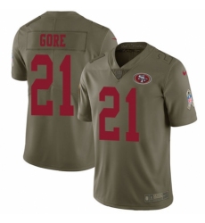 Men's Nike San Francisco 49ers #21 Frank Gore Limited Olive 2017 Salute to Service NFL Jersey