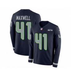Men's Nike Seattle Seahawks #41 Byron Maxwell Limited Navy Blue Therma Long Sleeve NFL Jersey