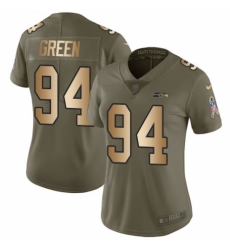 Women's Nike Seattle Seahawks #94 Rasheem Green Limited Olive/Gold 2017 Salute to Service NFL Jersey