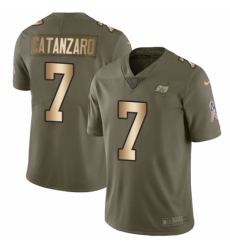 Men's Nike Tampa Bay Buccaneers #7 Chandler Catanzaro Limited Olive/Gold 2017 Salute to Service NFL Jersey
