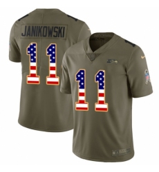 Youth Nike Seattle Seahawks #11 Sebastian Janikowski Limited Olive/USA Flag 2017 Salute to Service NFL Jersey