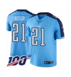 Men's Tennessee Titans #21 Malcolm Butler Limited Light Blue Rush Vapor Untouchable 100th Season Football Jersey