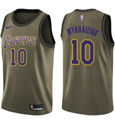 Men's Nike Los Angeles Lakers #10 Sviatoslav Mykhailiuk Swingman Green Salute to Service NBA Jersey