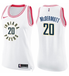 Women's Nike Indiana Pacers #20 Doug McDermott Swingman White Pink Fashion NBA Jersey