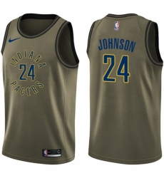 Men's Nike Indiana Pacers #24 Alize Johnson Swingman Green Salute to Service NBA Jersey